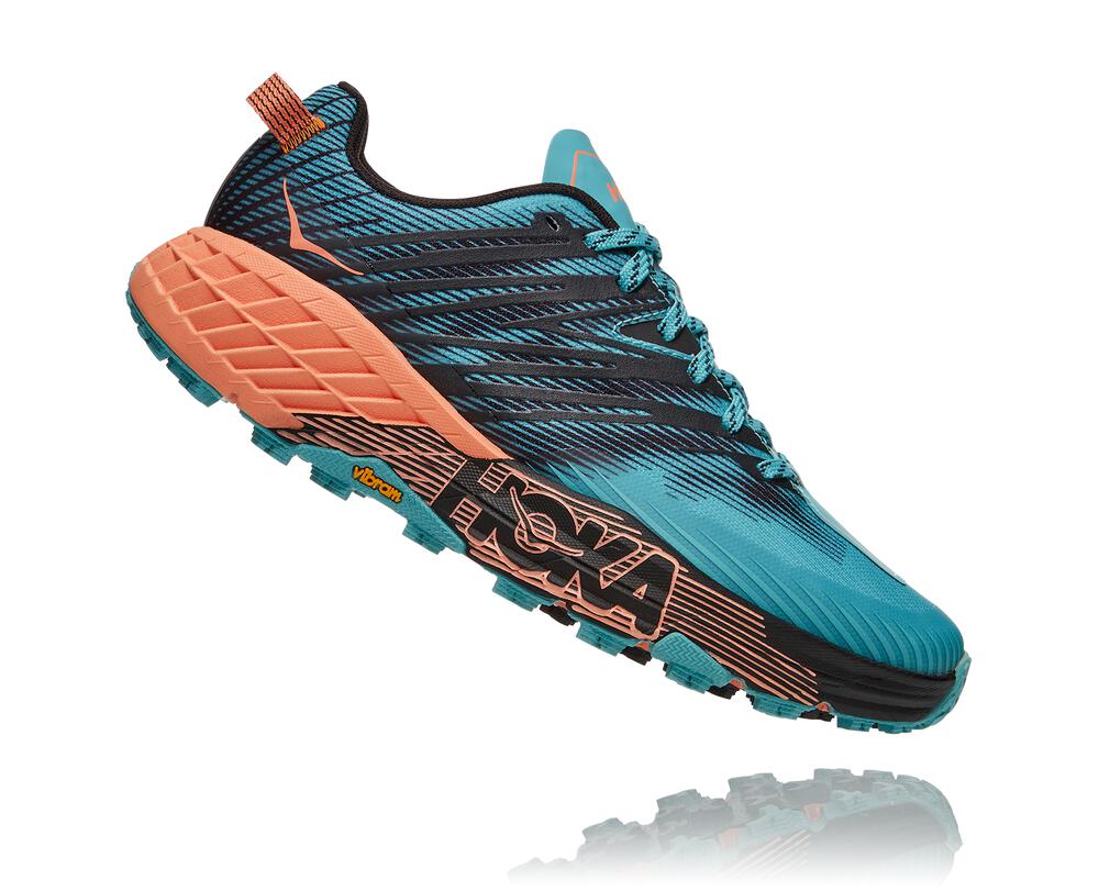 Hoka One One Speedgoat 4 Ženske Pohodniški Čevlji Svetlo Turkizna / Oranžna SI-874613K